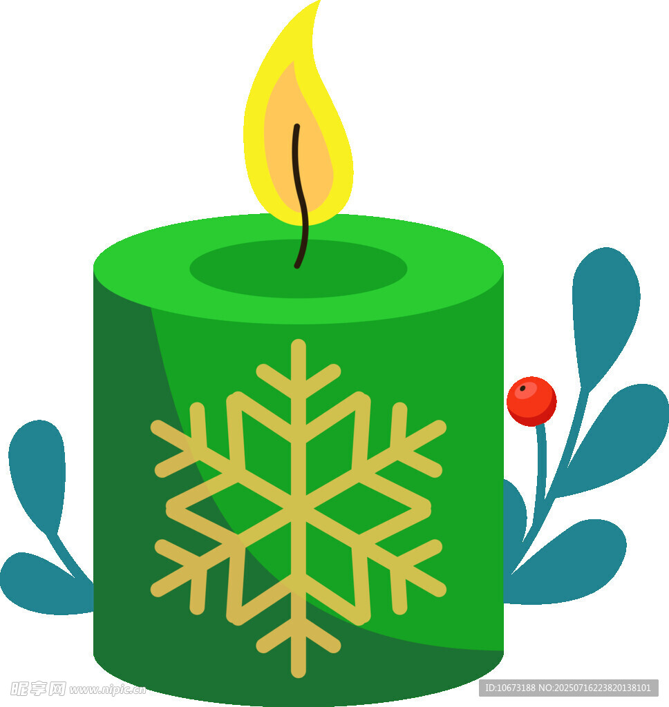 绿色雪花图案蜡烛