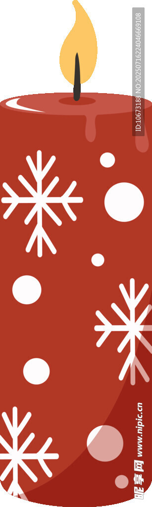 红色雪花图案的点燃蜡烛