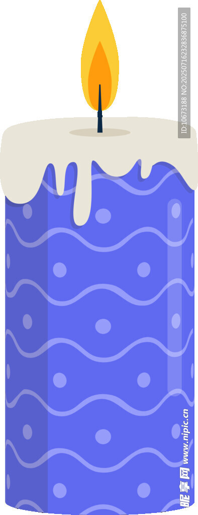 蓝色波浪纹点燃的蜡烛