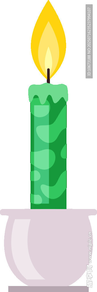 绿色蜡烛燃烧中