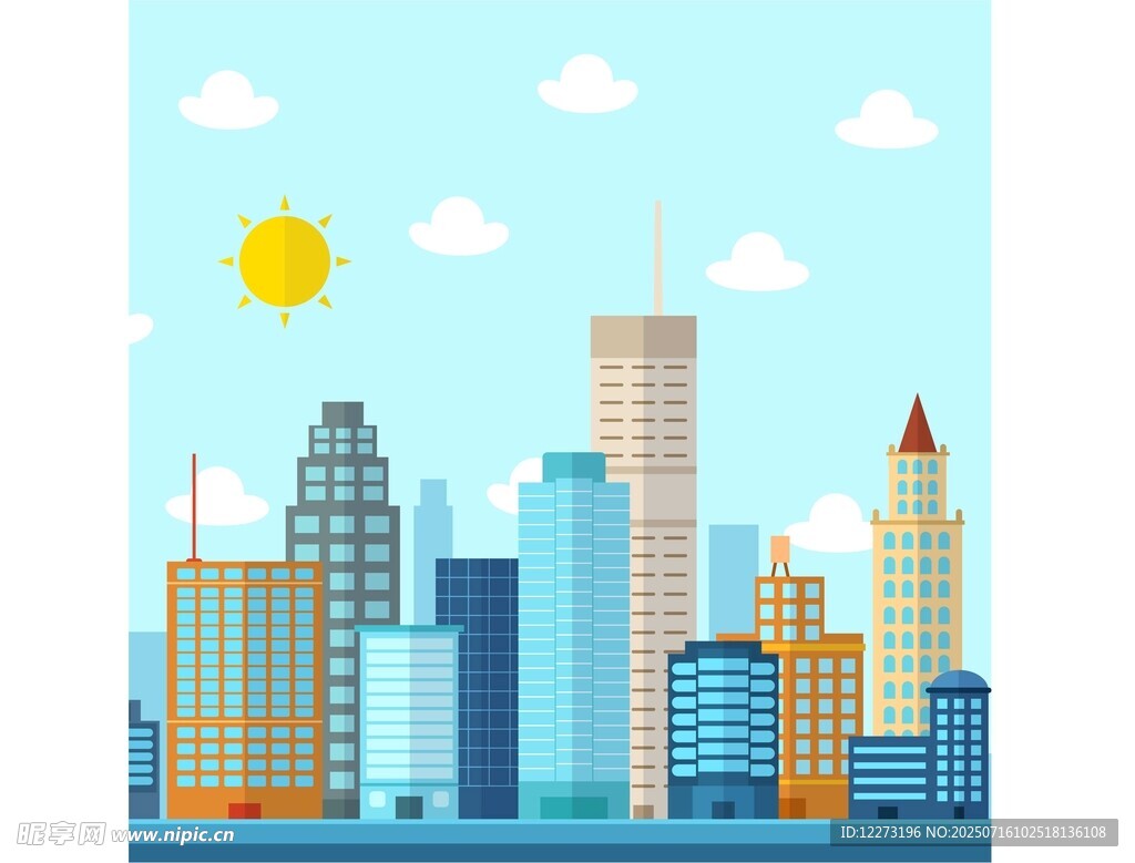 现代都市天际线景观图