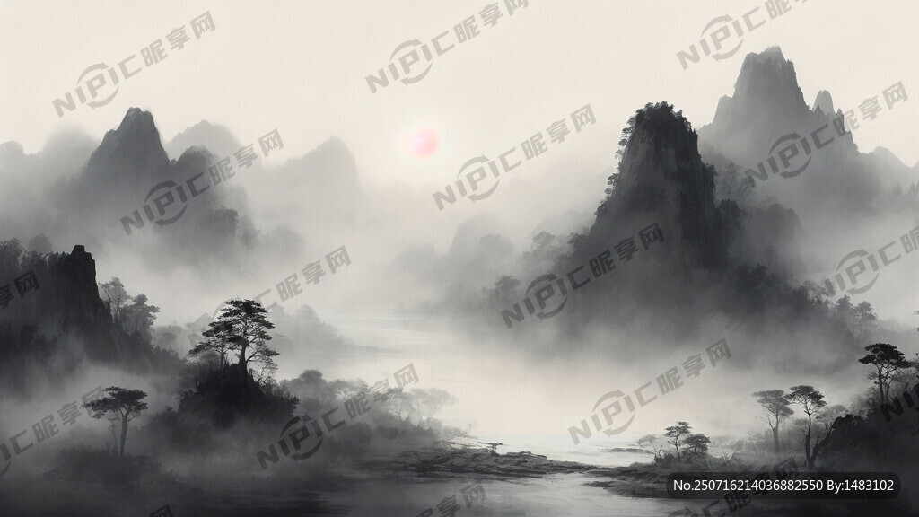 国画 中国画 江河图 长江