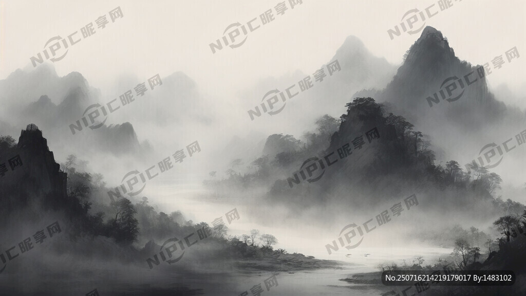 国画 中国画 江河图 长江