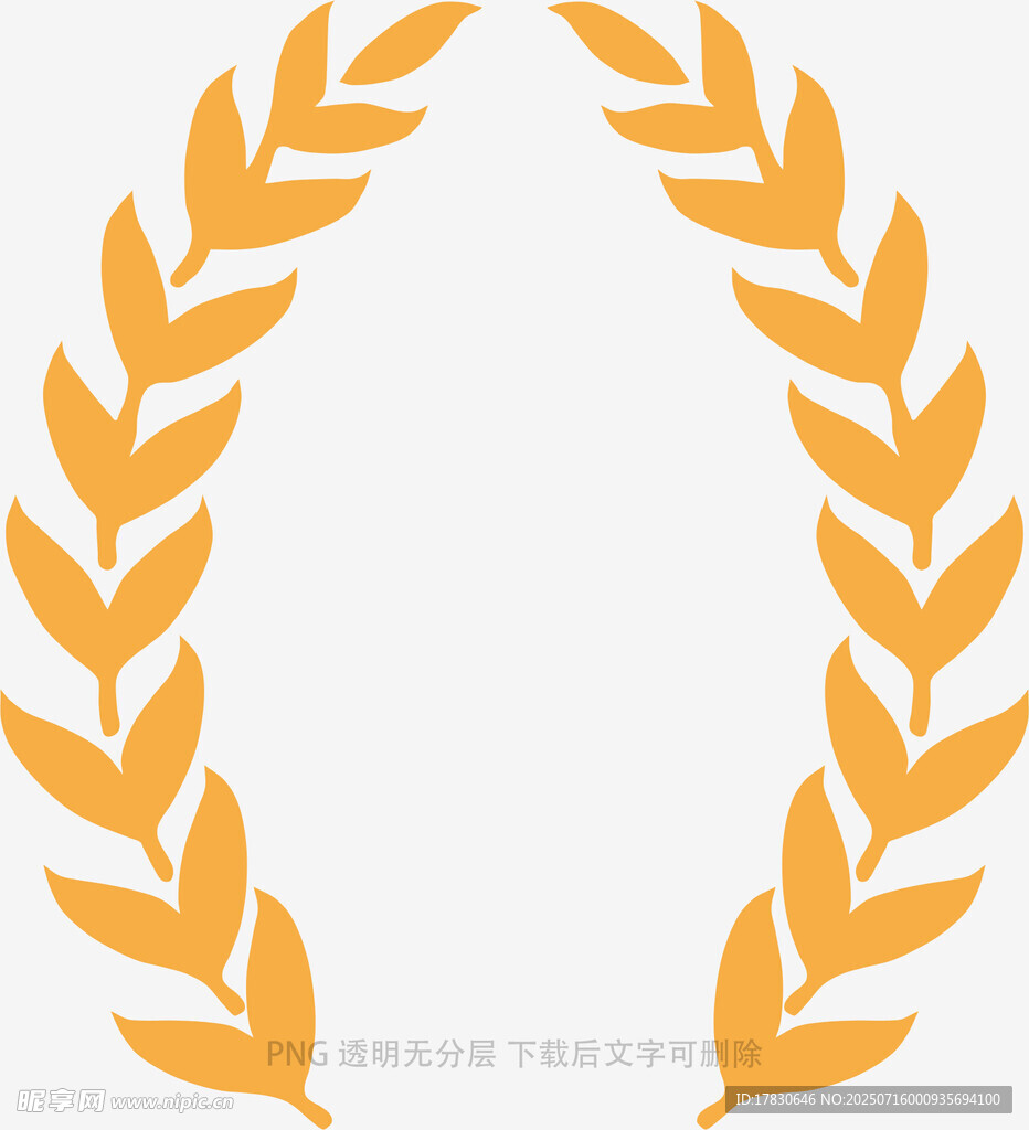 金色橄榄枝花环装饰图案