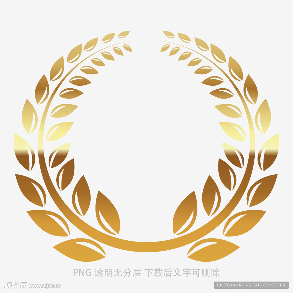 金色麦穗花环装饰图案