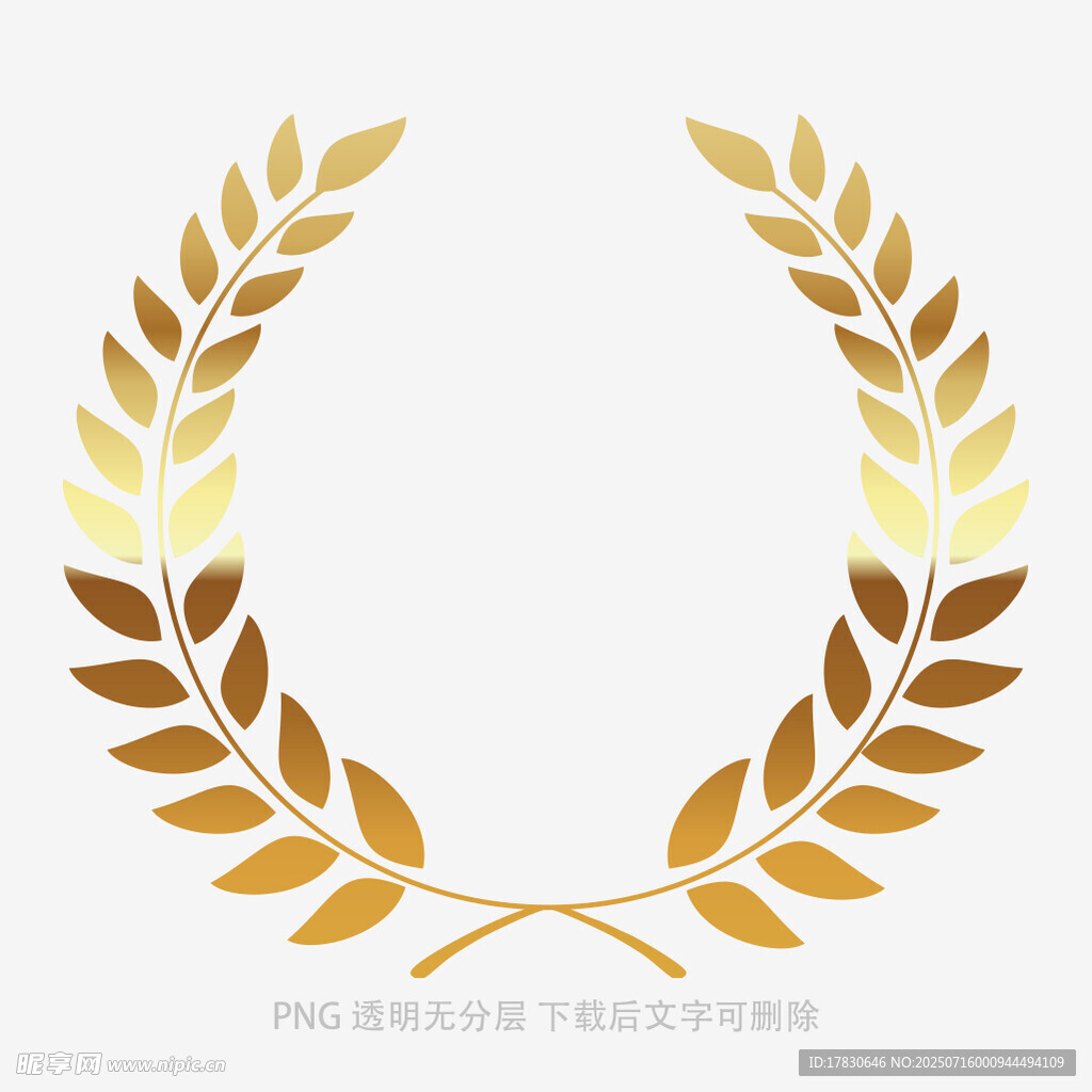 金色麦穗花环图案设计