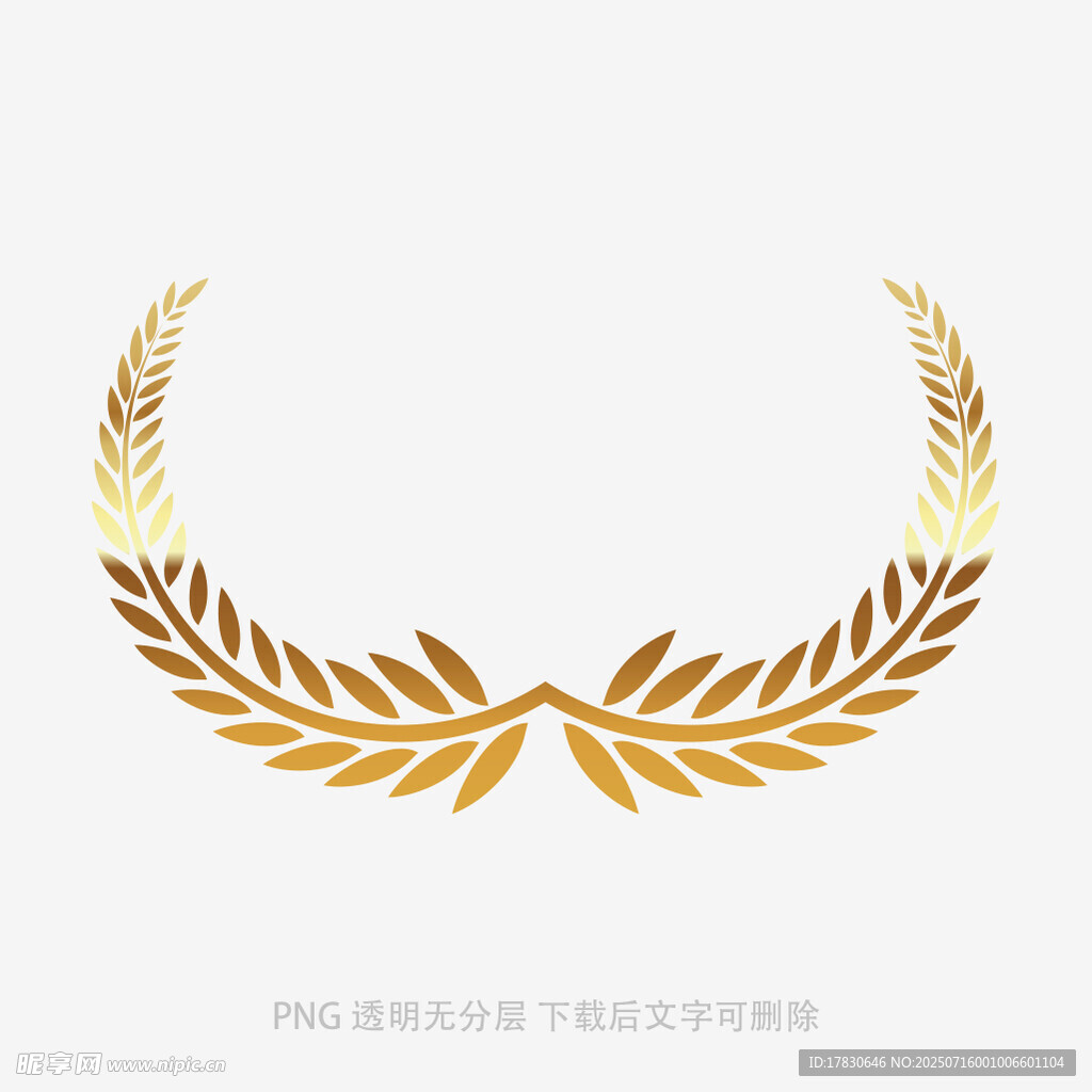 金色麦穗花环装饰元素