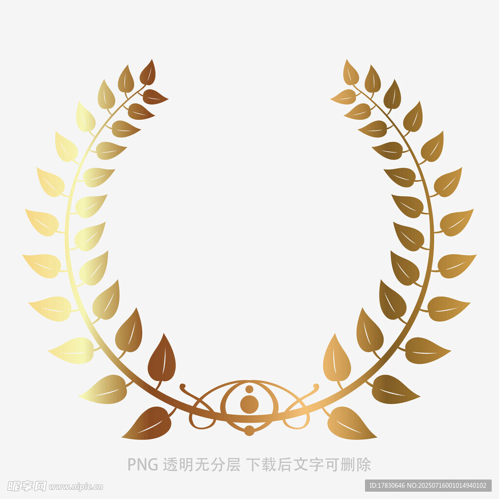 金色麦穗花环装饰图案
