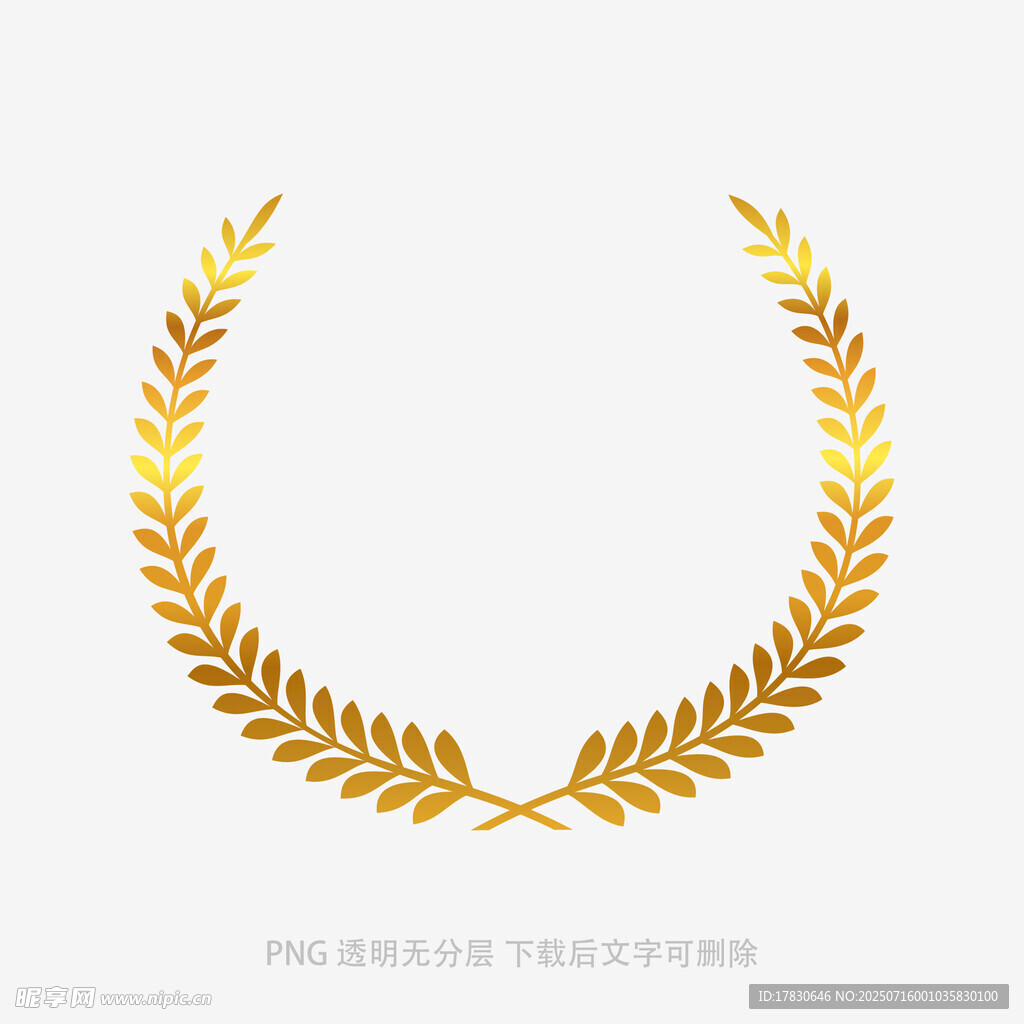金色麦穗花环装饰图案