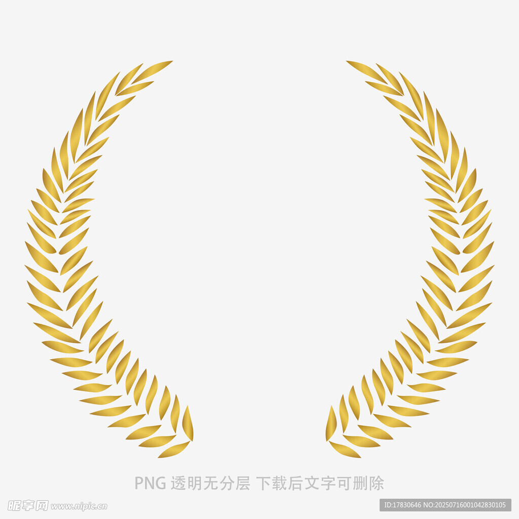 金色麦穗花环装饰图案