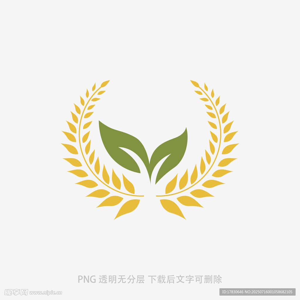 金色麦穗绿叶标志图案