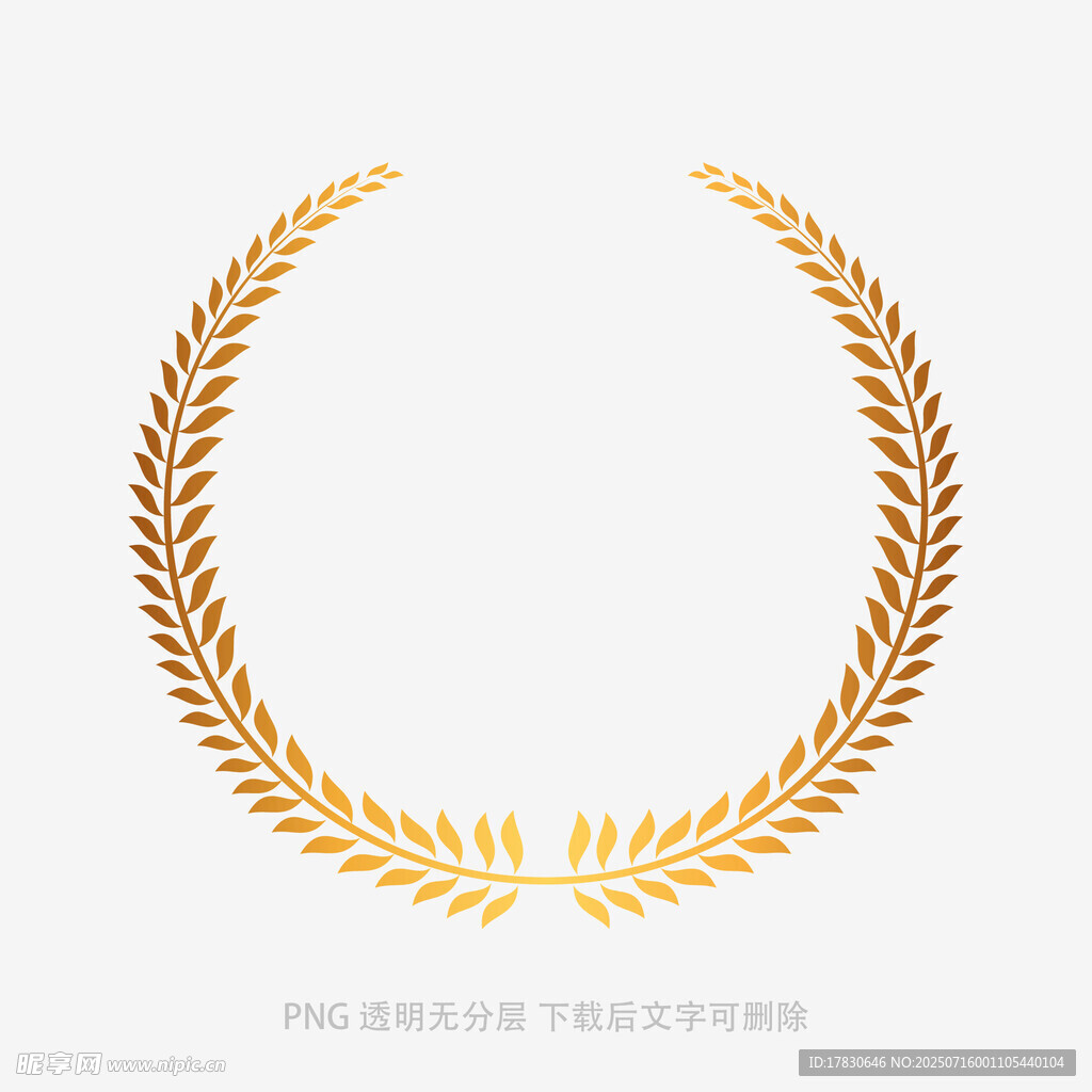 金色麦穗花环装饰图案
