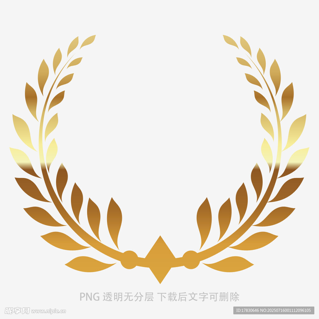 金色麦穗花环装饰图案