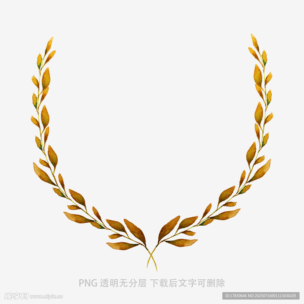金色麦穗花环装饰图案