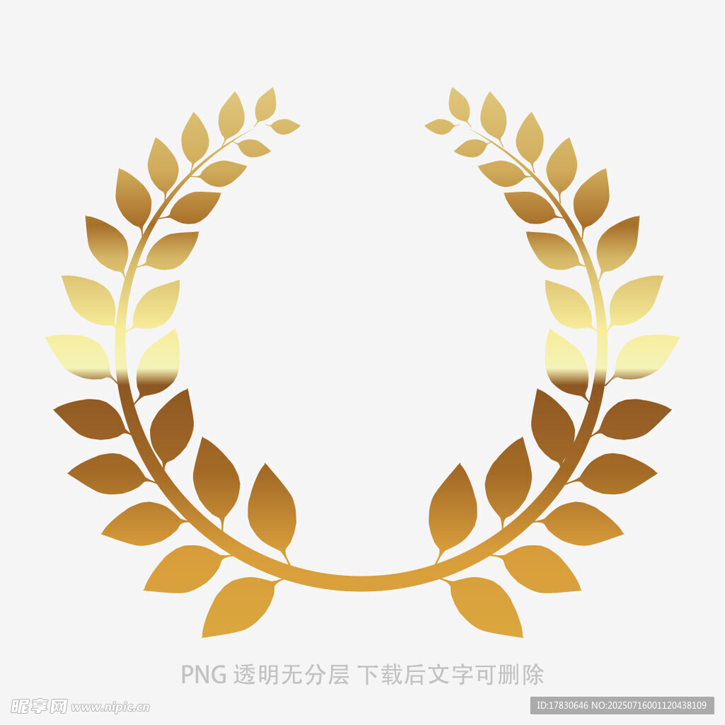金色月桂叶花环图案