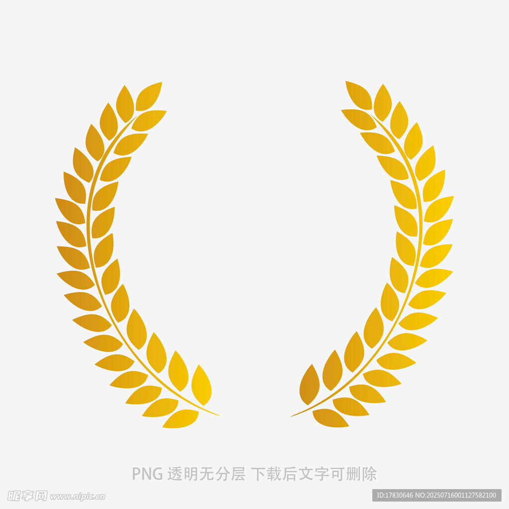 金色麦穗花环图案设计