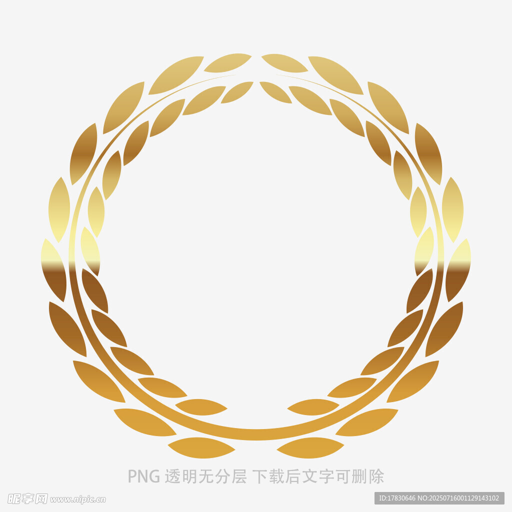 金色麦穗环形装饰元素