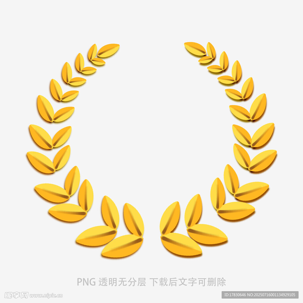 金色麦穗花环装饰图案