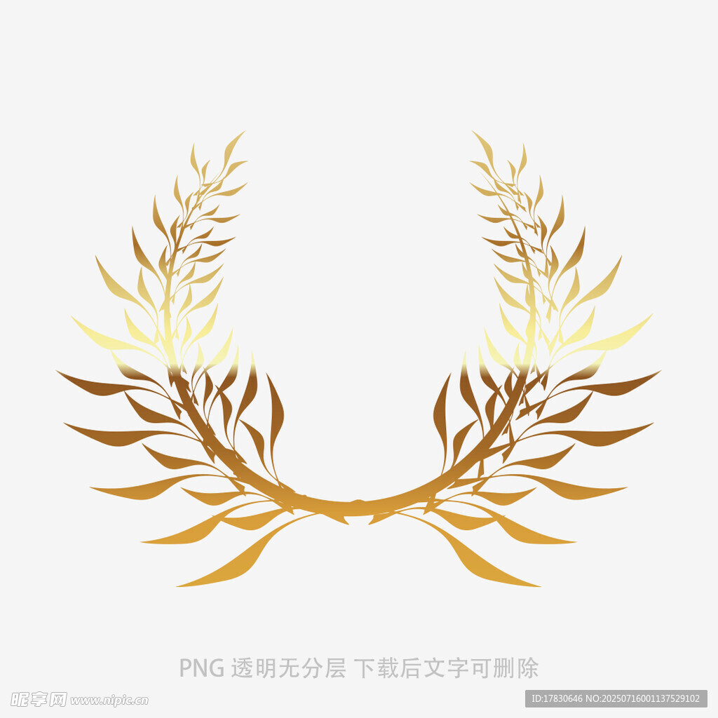 金色麦穗花环图案设计