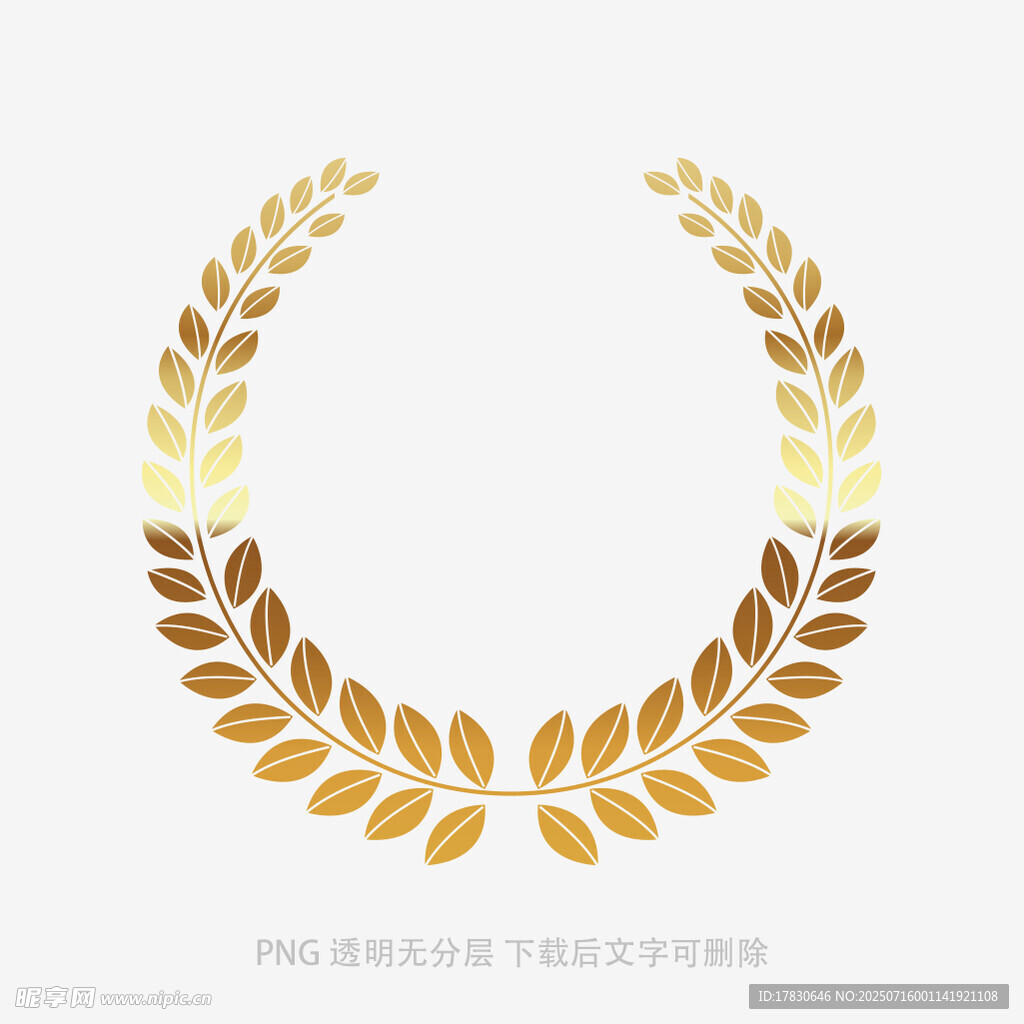 金色橄榄枝花环装饰图案