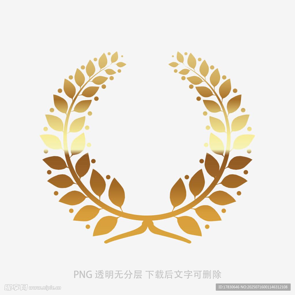 金色麦穗花环图案设计