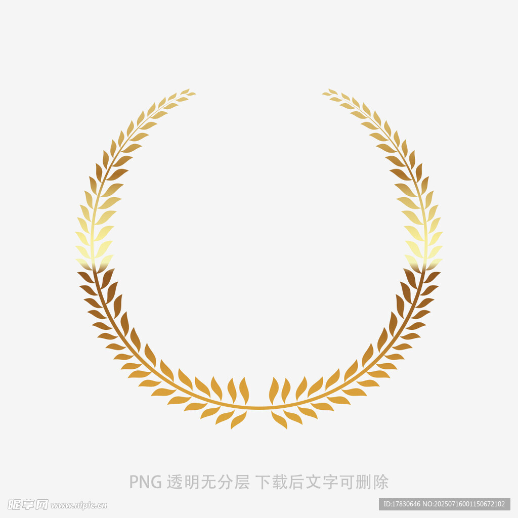 金色麦穗花环装饰图案
