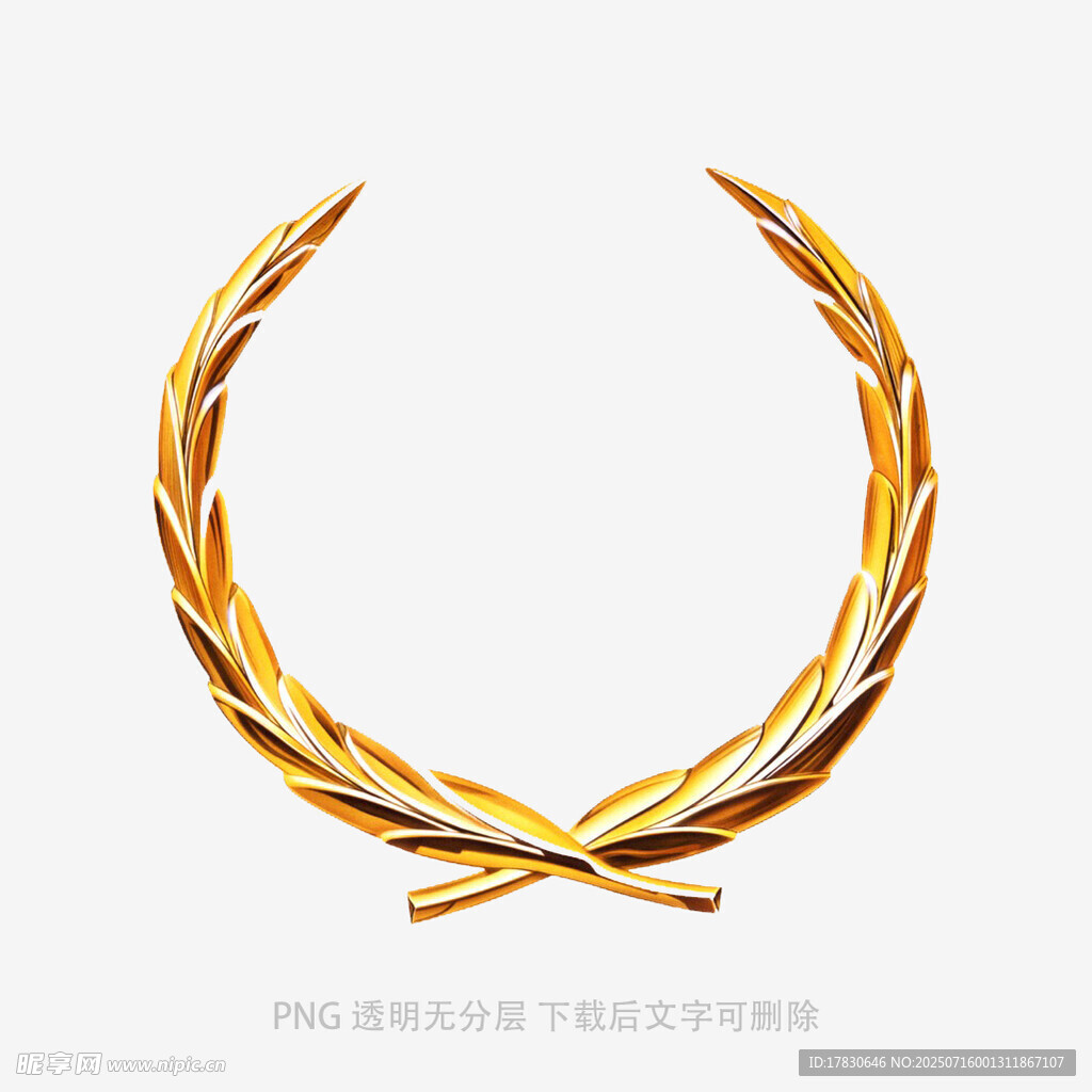 金色麦穗花环装饰图案