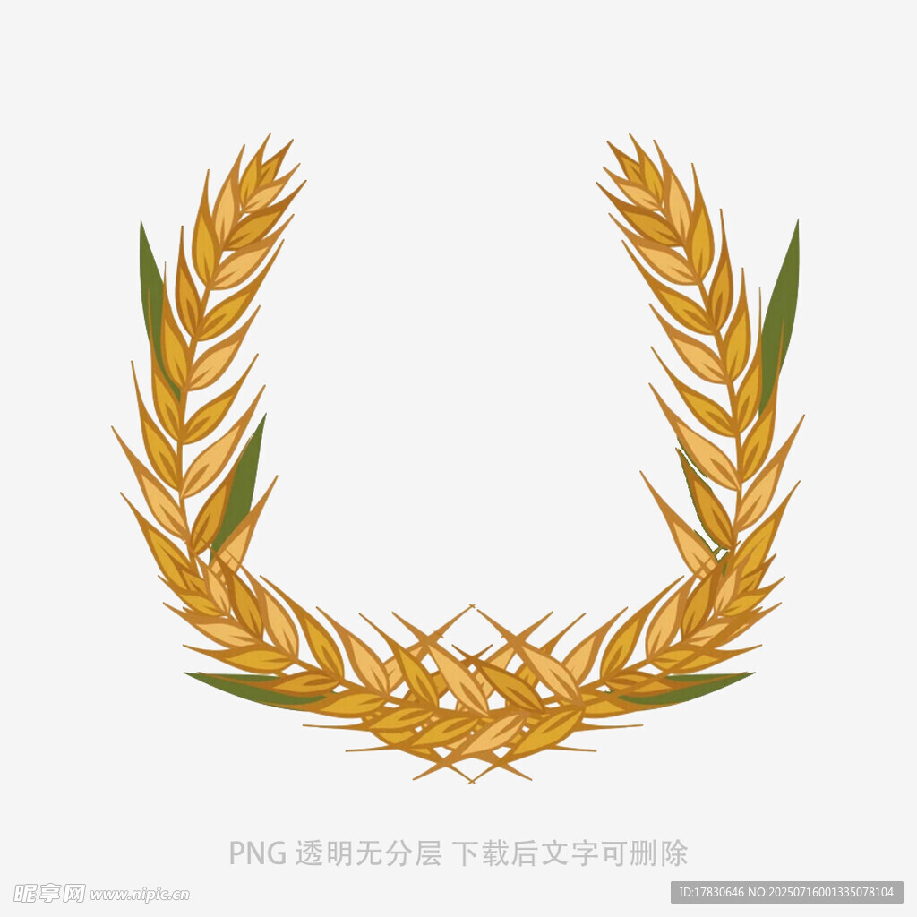 金色麦穗花环图案设计