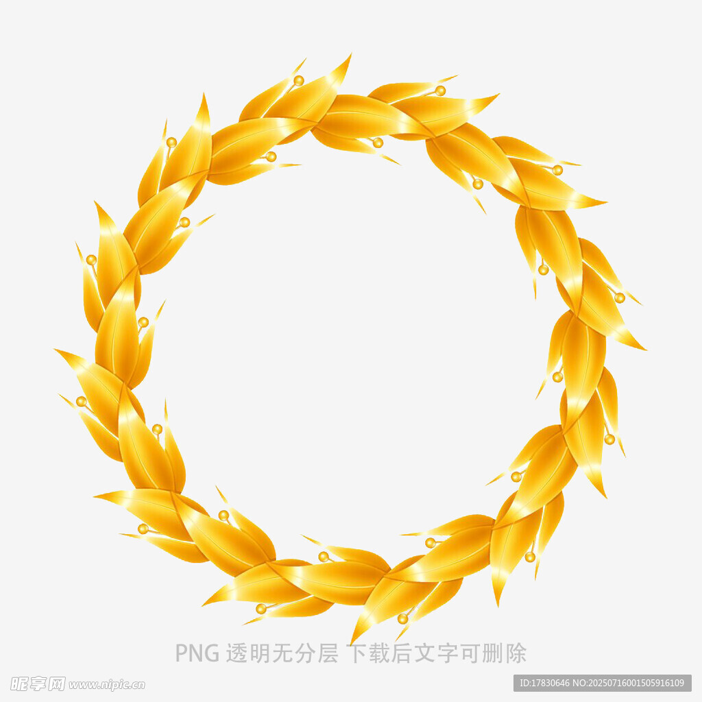 金色麦穗花环装饰图案