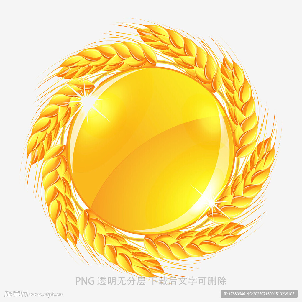 金色麦穗环绕的圆形图标