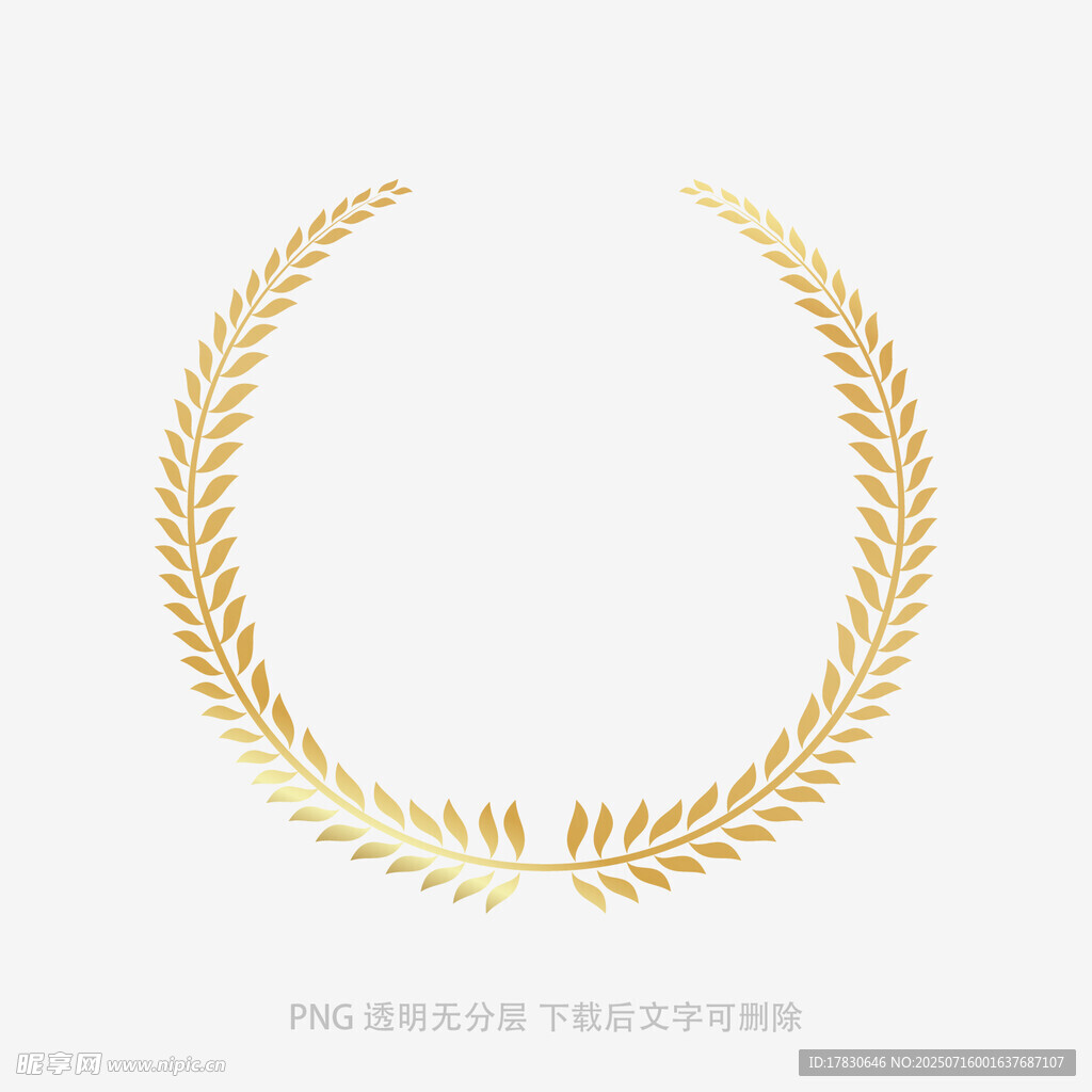 金色麦穗花环装饰图案