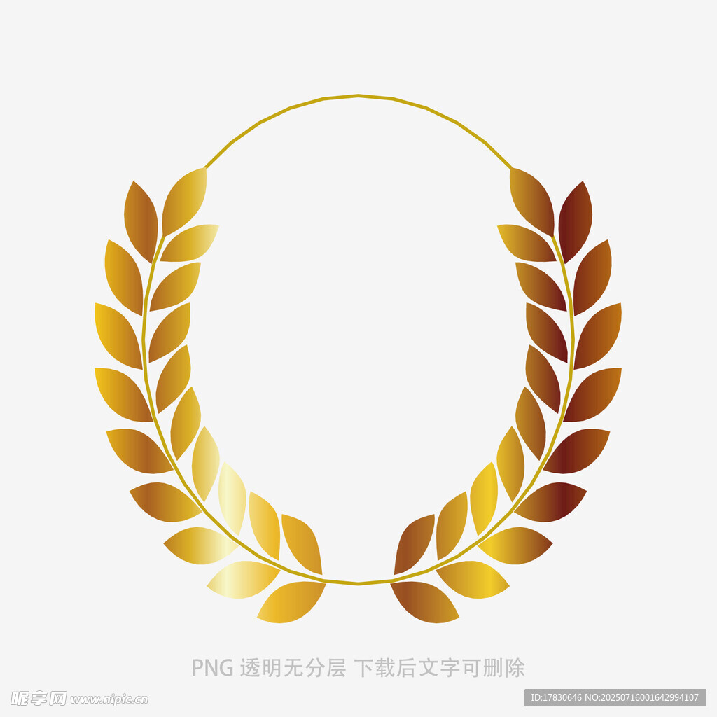 金色麦穗花环装饰图案