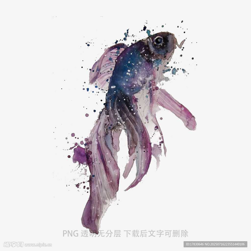 水墨风格灵动金鱼图