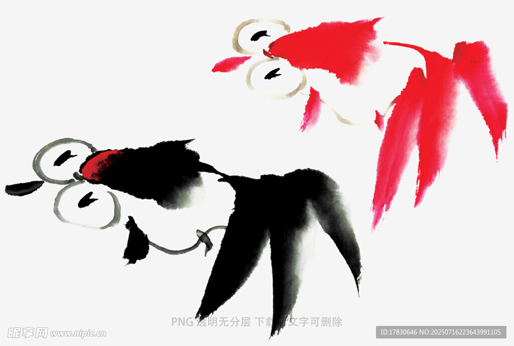 水墨风灵动金鱼插画