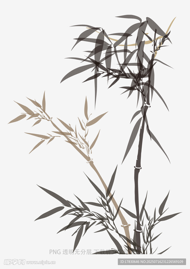 水墨风竹子画作