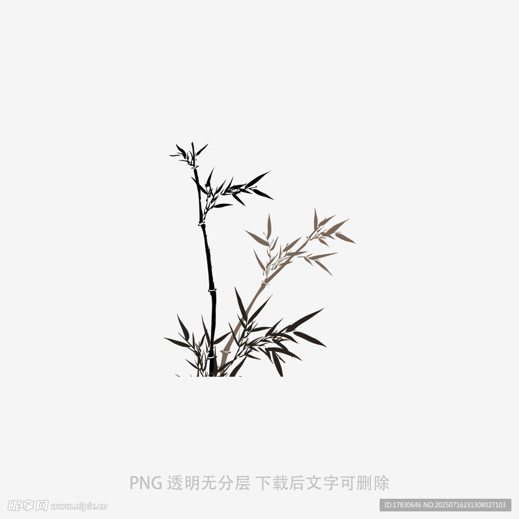 水墨风单枝竹子图案