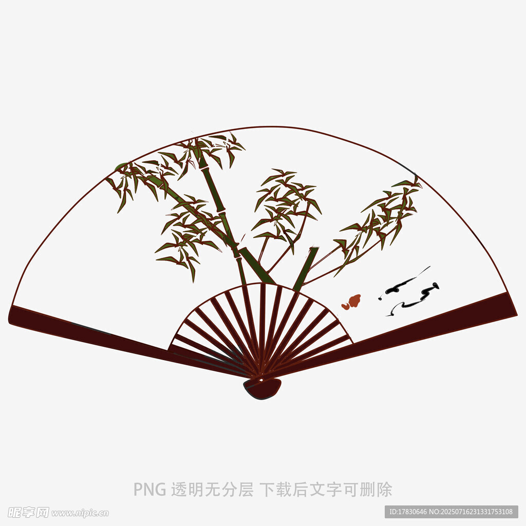 中式折扇上的花鸟景致