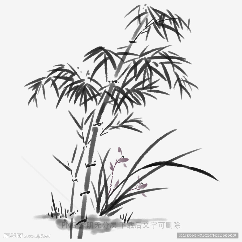 水墨风竹子写意画