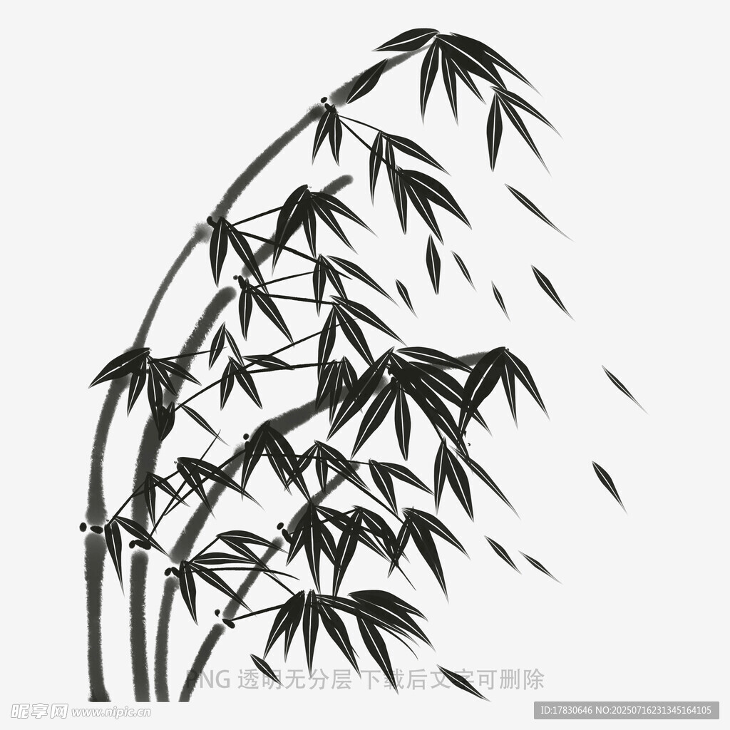 水墨风竹林剪影