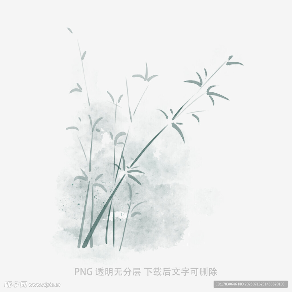 水墨风竹子与飞鸟图景