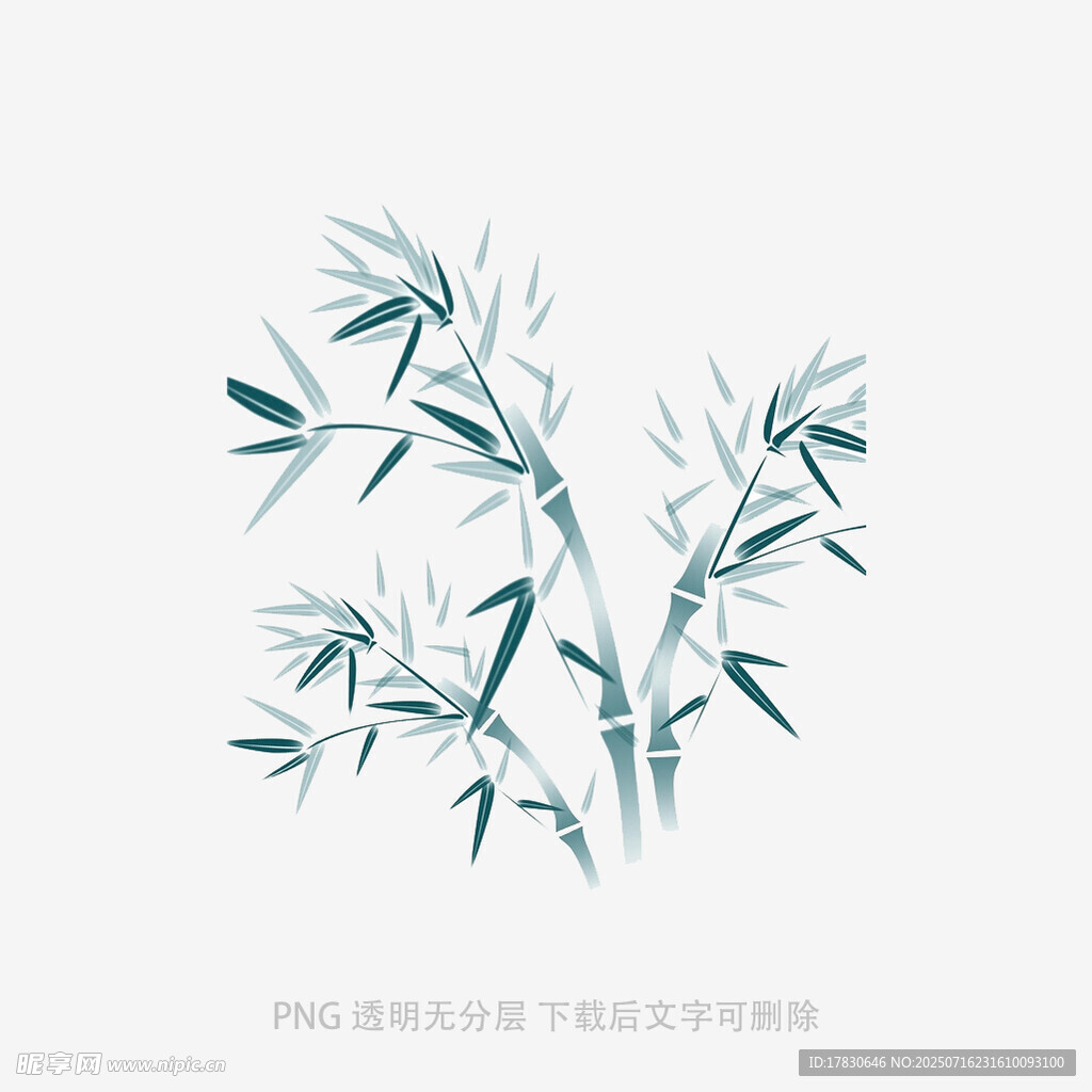 水墨风竹叶插画