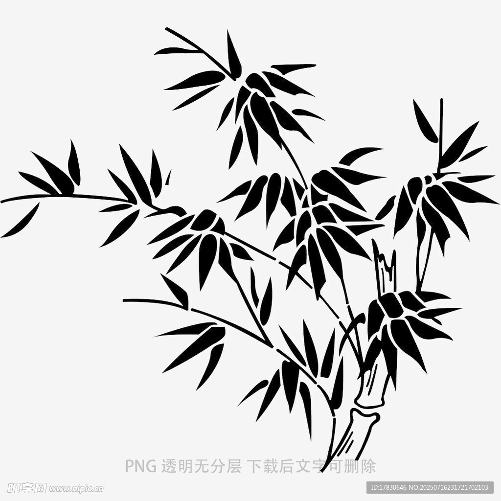 水墨风竹子剪影图案
