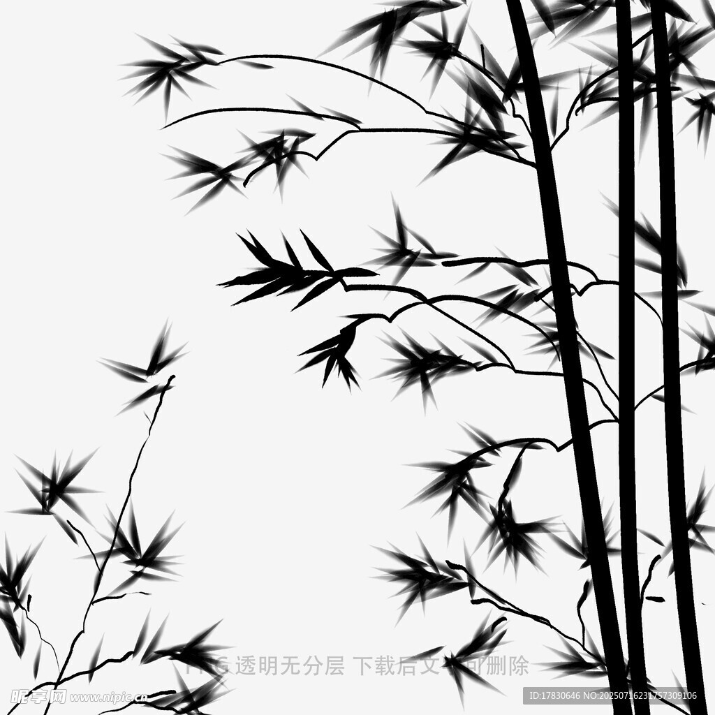 水墨风竹子剪影