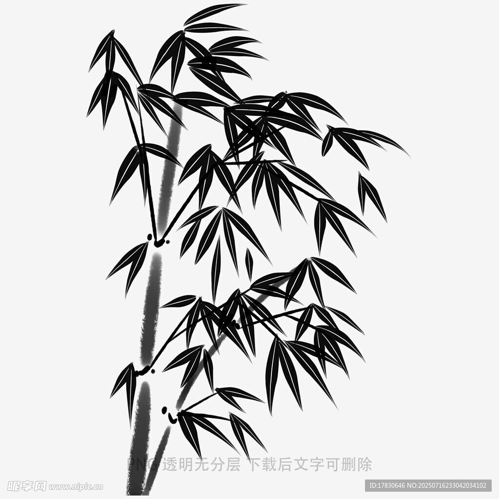 水墨风单枝竹子图案