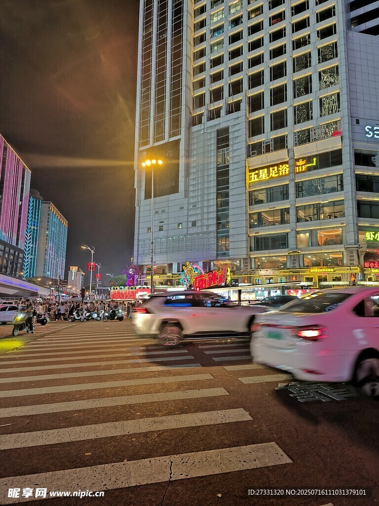 城市夜晚繁华街道景象
