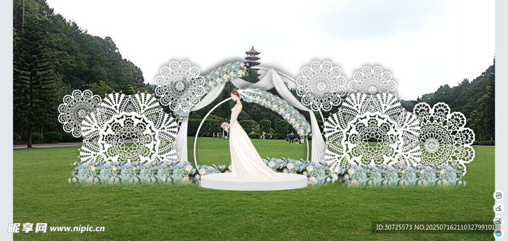 户外浪漫白色婚礼场景