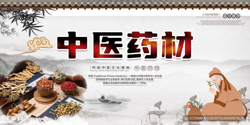 中国风中药传统中医药材展板
