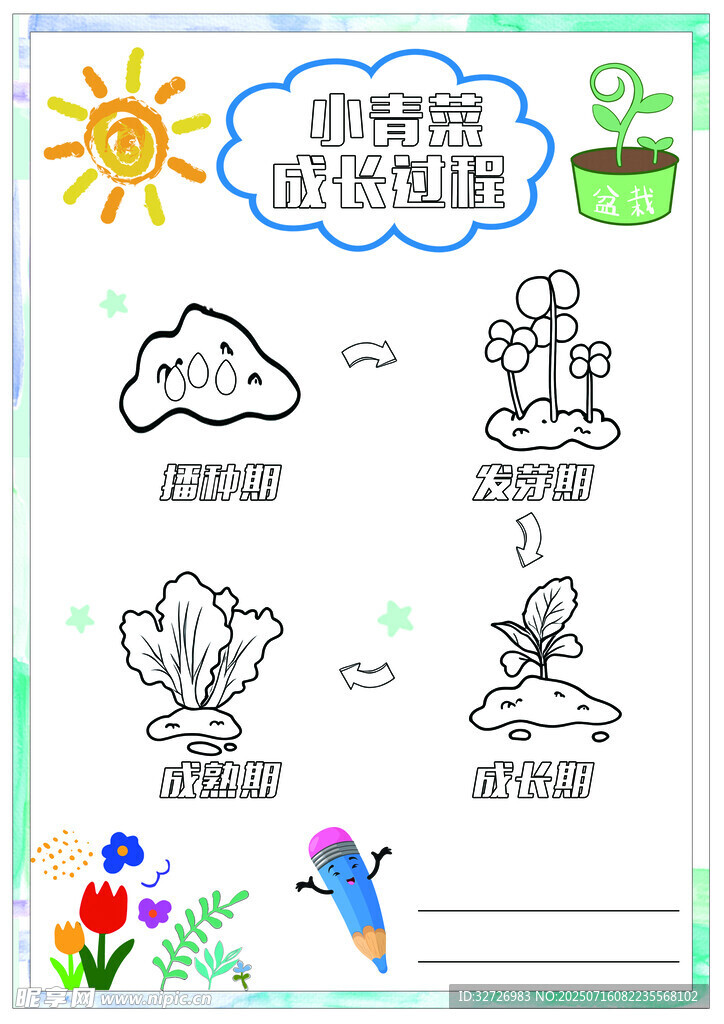 儿童天气绘画模板
