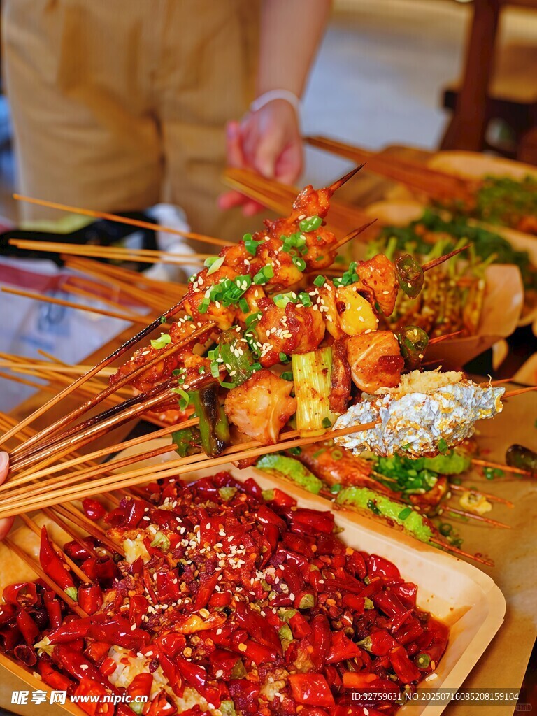 多样美味烧烤食材展示