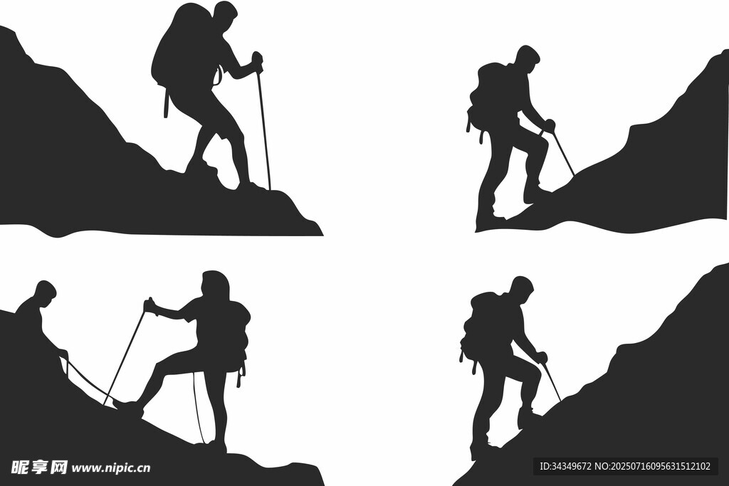 登山者攀登剪影
